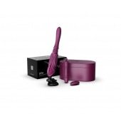 Фиолетовая секс-машина с функцией нагрева, насадками и присоской Sesh - Zalo - купить с доставкой в Саранске