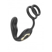 Черная анальная пробка с вращением и эрекционными кольцами - Ibiza - в Саранске купить с доставкой