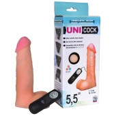 Фаллическая насадка Харнесс UNICOCK 5,5  с вибрацией - 17 см. - LOVETOY (А-Полимер) - купить с доставкой в Саранске