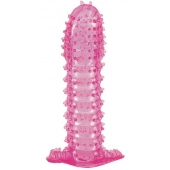 Гелевая розовая насадка с шипами - 12 см. - Toyfa Basic - в Саранске купить с доставкой
