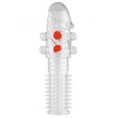 Гелевая прозрачная насадка с шариками и шипами - 14 см. - Toyfa Basic - в Саранске купить с доставкой