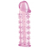 Гелевая розовая насадка на фаллос с шипами - 12 см. - Toyfa Basic - в Саранске купить с доставкой