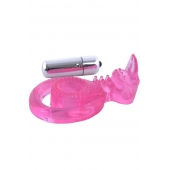 Розовая вибронасадка со стимулятор клитора   Язычок - Toyfa Basic - в Саранске купить с доставкой