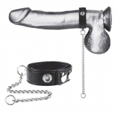 Утяжка на пенис с поводком Snap Cock Ring With 12  Leash - BlueLine - купить с доставкой в Саранске