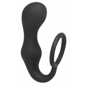Чёрное эрекционное кольцо с анальной пробкой Double Pleasure Anal Plug - Lola Games - в Саранске купить с доставкой