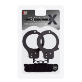 Чёрные наручники из листового металла в комплекте с веревкой BONDX METAL CUFFS LOVE ROPE SET - Dream Toys - купить с доставкой в Саранске