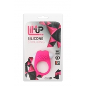 Розовое эрекционное кольцо с щеточкой LIT-UP SILICONE STIMU RING 5 - Dream Toys - в Саранске купить с доставкой