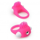 Розовое эрекционное кольцо с щеточкой LIT-UP SILICONE STIMU RING 5 - Dream Toys - в Саранске купить с доставкой