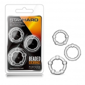 Набор из 3 прозрачных эрекционных колец Stay Hard Beaded Cockrings - Blush Novelties - в Саранске купить с доставкой