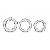 Набор из 3 прозрачных эрекционных колец Stay Hard Beaded Cockrings - Blush Novelties - в Саранске купить с доставкой