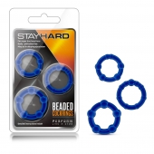 Набор из 3 синих эрекционных колец Stay Hard Beaded Cockrings - Blush Novelties - в Саранске купить с доставкой