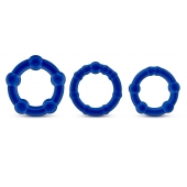 Набор из 3 синих эрекционных колец Stay Hard Beaded Cockrings - Blush Novelties - в Саранске купить с доставкой