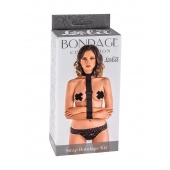 Ошейник с длинной лентой и наручниками Strap Bondage Kit Plus Size - Lola Games - купить с доставкой в Саранске