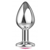 Большая серебристая анальная пробка Diamond Pink Sparkle Large с розовым кристаллом - 8 см. - Lola Games - купить с доставкой в Саранске