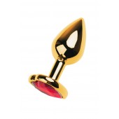 Золотистая анальная пробка с кристаллом-сердцем - 7,5 см. - ToyFa - купить с доставкой в Саранске