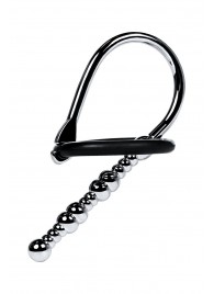 Серебристый уретральный плаг-бусины TOYFA Metal с мягким фиксириющим кольцом - ToyFa - купить с доставкой в Саранске