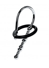 Серебристый уретральный плаг-бусины TOYFA Metal с мягким фиксириющим кольцом - ToyFa - купить с доставкой в Саранске