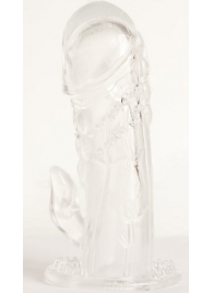 Прозрачная гелевая насадка с клиторальным отростком - 13 см. - Toyfa Basic - в Саранске купить с доставкой
