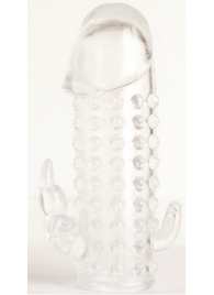 Гелевая прозрачная насадка с 2 отростками - 13 см. - Toyfa Basic - в Саранске купить с доставкой