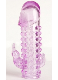 Закрытая фиолетовая насадка с 2 отростками - 13 см. - Toyfa Basic - в Саранске купить с доставкой