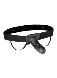 Чёрный полый страпон с вибрацией Unisex Vibrating Hollow Strap-On - 14 см. - Lux Fetish - купить с доставкой в Саранске