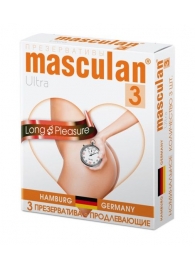 Розовые презервативы Masculan Ultra Long Pleasure с колечками, пупырышками и продлевающим эффектом - 3 шт. - Masculan - купить с доставкой в Саранске