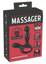 Черный вибромассажер простаты с нагревом и ротацией Prostate Plug - 14,5 см. - Orion - в Саранске купить с доставкой