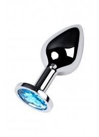 Серебристая конусовидная анальная пробка с голубым кристаллом - 8 см. - ToyFa - купить с доставкой в Саранске