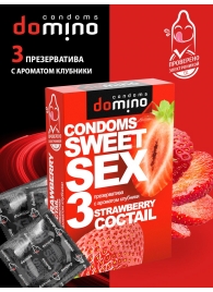 Презервативы для орального секса DOMINO Sweet Sex с ароматом клубничного коктейля  - 3 шт. - Domino - купить с доставкой в Саранске