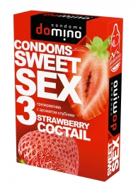 Презервативы для орального секса DOMINO Sweet Sex с ароматом клубничного коктейля  - 3 шт. - Domino - купить с доставкой в Саранске