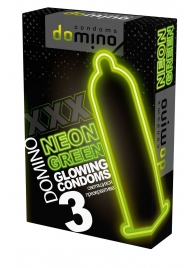 Презервативы DOMINO Neon Green со светящимся в темноте кончиком - 3 шт. - Domino - купить с доставкой в Саранске