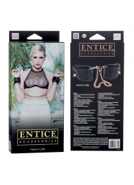 Черные мягкие наручники Entice French Cuffs с цепью - California Exotic Novelties - купить с доставкой в Саранске