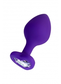 Фиолетовая анальная втулка Diamond Heart с прозрачным кристаллом - 8 см. - ToyFa - купить с доставкой в Саранске