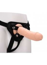 Черные трусики с телесной насадкой STRAP ON REAL DILDO - 21 см. - Dream Toys - купить с доставкой в Саранске