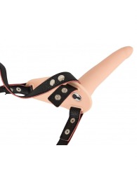 Телесный поясной страпон с вибрацией Vibrating Strap-On - 15,7 см. - Orion - купить с доставкой в Саранске