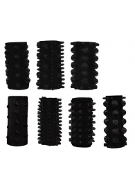Набор из 7 черных насадок PENIS SLEEVES SET - Dream Toys - в Саранске купить с доставкой