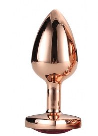 Золотистая анальная втулка с кристаллом-сердечком розового цвета - 7,1 см. - Dream Toys - купить с доставкой в Саранске