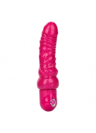 Розовый вибратор-реалистик с блестками Naughty Bits Lady Boner Bendable Personal Vibrator - 20 см. - California Exotic Novelties