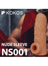 Телесная открытая насадка-реалистик с подхватом мошонки Nude Sleeve L - 14 см. - KOKOS - в Саранске купить с доставкой