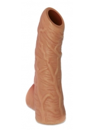 Телесная открытая насадка-реалистик с подхватом мошонки Nude Sleeve L - 14 см. - KOKOS - в Саранске купить с доставкой