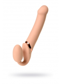 Телесный безремневой вибрострапон Vibrating Bendable Strap-On L - Strap-on-me - купить с доставкой в Саранске