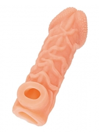 Телесная закрытая насадка с венками Cock Sleeve Size S - 13,8 см. - KOKOS - в Саранске купить с доставкой