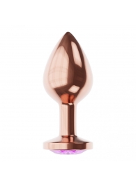 Пробка цвета розового золота с фиолетовым кристаллом Diamond Amethyst Shine S - 7,2 см. - Lola Games - купить с доставкой в Саранске