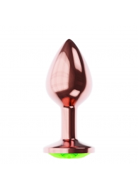Пробка цвета розового золота с лаймовым кристаллом Diamond Emerald Shine S - 7,2 см. - Lola Games - купить с доставкой в Саранске