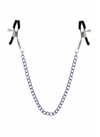 Зажимы для сосков с фиолетовой цепочкой Sweet Caress Nipple Chain - Sweet Caress - купить с доставкой в Саранске