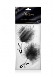 Зажимы на соски с черными пуховыми кисточками Sweet Caress Feather Nipple Clumps - Sweet Caress - купить с доставкой в Саранске