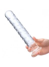 Прозрачный стеклянный фаллос с массажным рельефом 10  Extra Large Glass Dildo - 25,5 см. - Glas