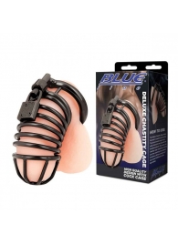 Черная металлическая клетка с замком Deluxe Chastity Cage - BlueLine - купить с доставкой в Саранске