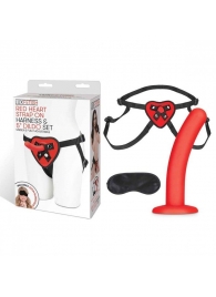 Красный поясной фаллоимитатор Red Heart Strap on Harness   5in Dildo Set - 12,25 см. - Lux Fetish - купить с доставкой в Саранске