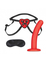 Красный поясной фаллоимитатор Red Heart Strap on Harness   5in Dildo Set - 12,25 см. - Lux Fetish - купить с доставкой в Саранске